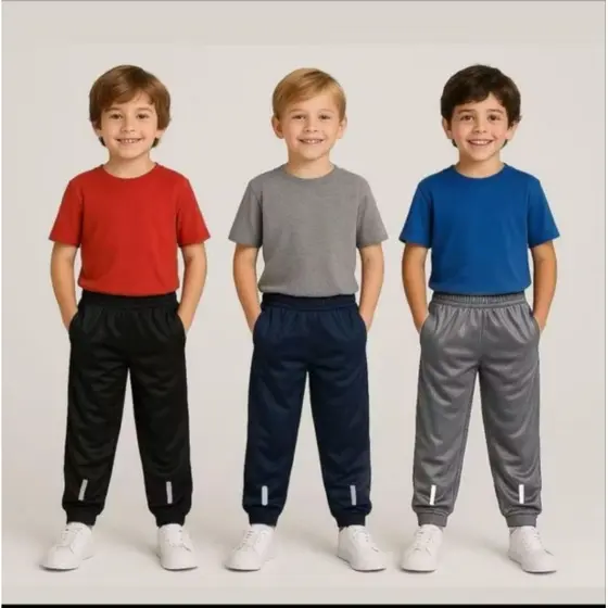kit 3 Calças Jogger Infantil Masculina Todas Ocasiões 4 ao 16