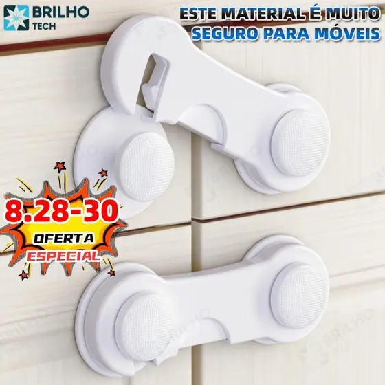 Kit 10 Travas Para Gaveta Porta Armário Segurança Bebê - Opção de cores