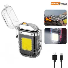 Isqueiro Elétrico a LED Carregamento USB Portátil Leve Seguro Anti Queimadura Design Confortável
