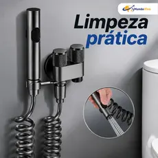 Ducha Higiênica com Derivação 2 Saídas em Aço Inox – Registro Super Luxo com 2 Modos de Limpeza
