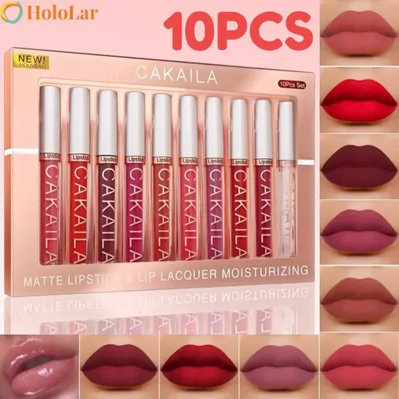 Conjunto Labial Fosco De Veludo CAKAILA De 10 Cores-À Prova D'água, Não Desbota , De Longa Duração