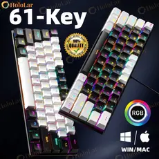 Teclado Gamer com fio 61 teclas RGB Backlight Mini cabo de alimentação plugável USB-C compacto Para Escritório-HL