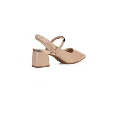 Scarpin  Slingback Bebecê Salto Bloco Com Tira Metalizada