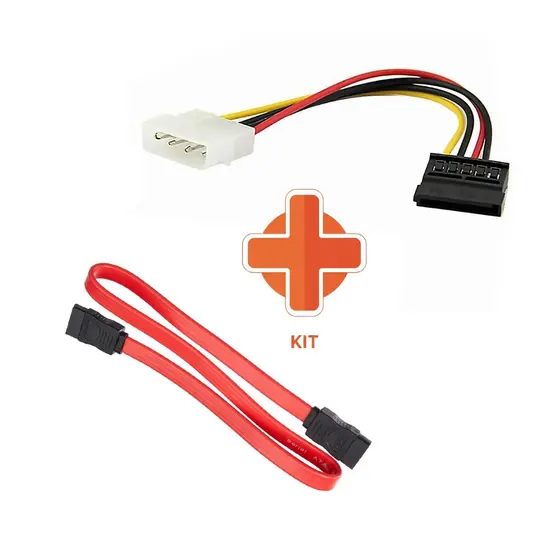 Kit Cabo SATA III 45 cm + Adaptador Molex para SATA – HD/SSD