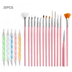 Kit 15 Pincéis + 10 Boleadores Em 5 Pincéis Manicure Desenho