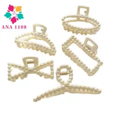 ANA 1108 KIT 4 PCS Prendedor/Piranha/Presilha  Grande de Cabelo com Detalhes de Perola