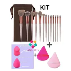 ANA1108 Kit de Pincel 13 + 2 Esponjas + 1 Kit esponja de Pó diamante COR aleatório