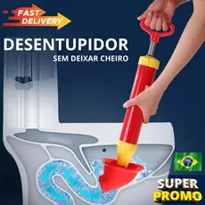 Desentupidor de Vaso Pia Sanitários Alta Pressão Com Borracha 150mm Tipo Bomba de Sucção