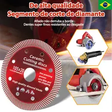 Disco de Corte Diamantado 105mm x 20mm Alta Precisão Para Porcelanato e Cerâmica Profissional