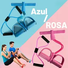 KIT Elástico Extensor Para Exercícios Em 8 + Aparelho Fitness Para Abdominal Ginastica