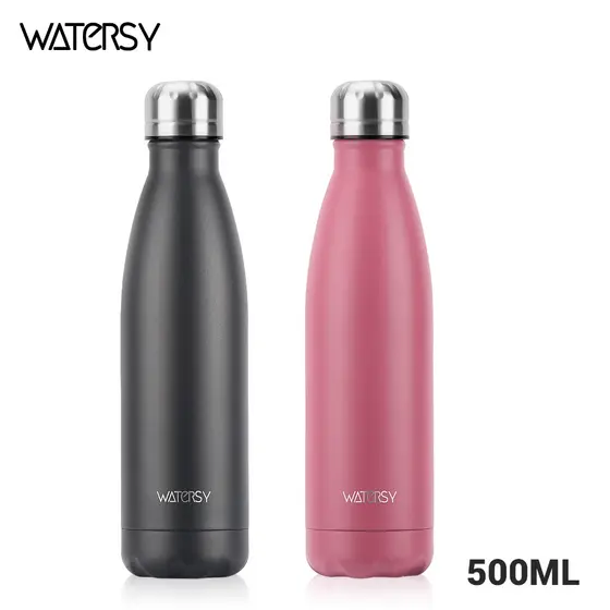 WATERSY Garrafa Térmica De Água Squeeze 500ml Térmica Inox Colorida Academia Escola Academia