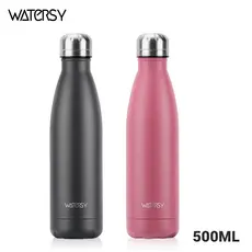 WATERSY Garrafa Térmica De Água Squeeze 500ml Térmica Inox Colorida Academia Escola Academia