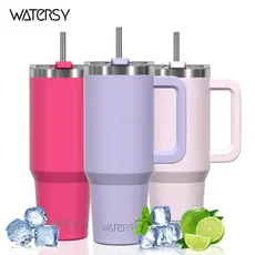 WATERSY Copo garrafa Térmica Inox 591ml Parede Dupla tampa Canudo Premium