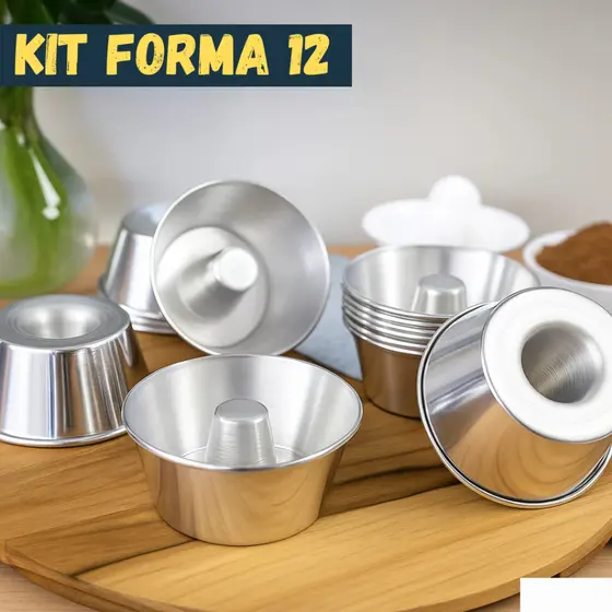 Kit Formas Mini Com 2 Pçs e 5 Pçs 380ml Para Pudim Bolo Vulcão N12 - Confeitaria
