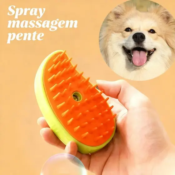 Pet spray silicone massagem pente para remover o cabelo flutuante