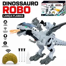 Dinossauro Robô Controle Remoto Solta Fumaça Luzes LED Anda Ruge Infantil