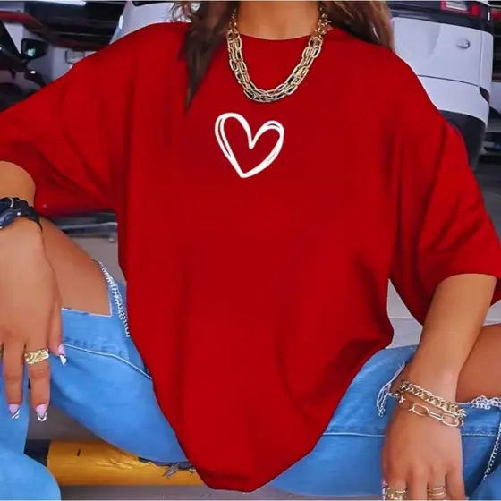 Camiseta Blusa Oversized Gym Top T-Shirt 100% Algodão Coração Academia Qualidade Premium