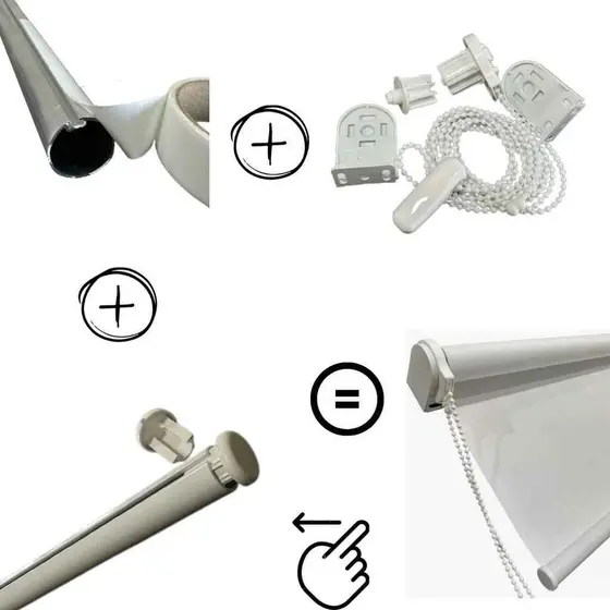 Kit Tubo Persiana Rolo Comando Completo 32mm Base  fita colar tecido e base Redonda