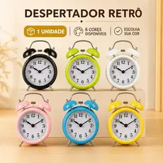 Relógio Despertador Vintage de Mesa com Luz Noturna – Silencioso Analógico Retro