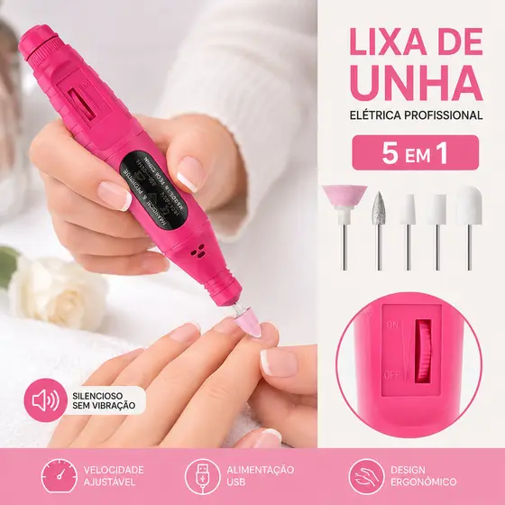 Lixadeira de Unhas Elétrica com Broca e Motor Bivolt para Manicure e Pedicure USB mira store