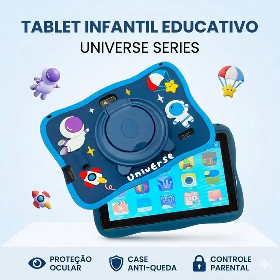 Tablet Kids Educativo  7 Polegadas Wi-Fi Bluetooth Android Capa Anti-queda Presente Criança