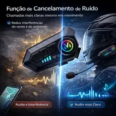 Intercomunicador Bluetooth Moto V10 para Capacete Som HD Chamada Música IP65