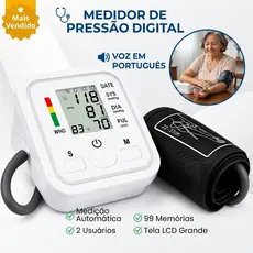 Monitor de Pressão Arterial Digital Automático de Braço LCD Medidor Cardíaco