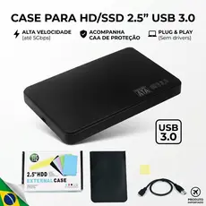 Case para HD e SSD 2.5 SATA USB 3.0 Externo com Capa de Proteção Bag