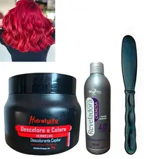 Kit Pó Descolorante Capilar e 01 OX Reveladora 40 Volume Mairibel/Hidraty