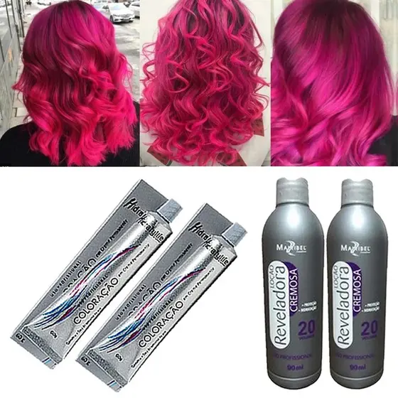 Kit Rosa Pink 02 Coloração e 02 OX 20 Vol. Rosa Perfeito Mairibel/Hidraty