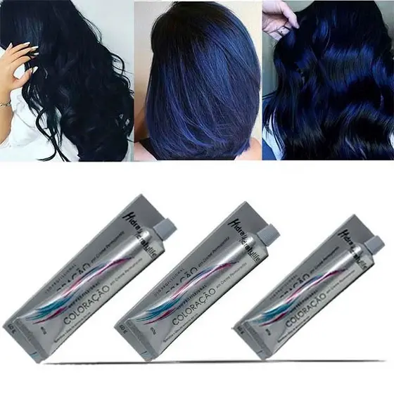 Kit 03 Tinta Coloração Preto Azulado 1.0 Mairibel 60g
