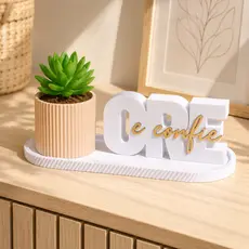 Kit Decorativo “Ore e Confie” com Vaso e Bandeja – Fé, Design Moderno e Elegância para seu Lar