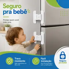 Kit 2 Travas de Segurança Geladeira Criança Infantil Adesiva Fácil Instalação Porta Armário Gavetas