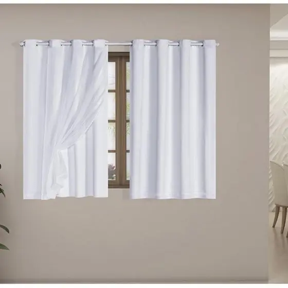 Cortina Blackout Blecaute Com Voil Liso 1 Parte 1,40m x 1,80m