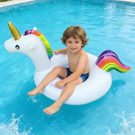 Boia Inflável de Unicórnio para Piscina – Tamanhos Grande e Pequeno para Adultos e Crianças