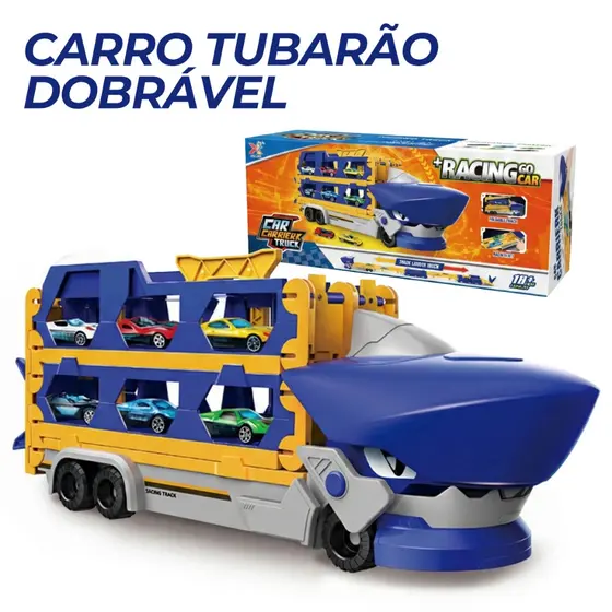 Pista Transformável Lançamento Duplo Tubarão – Carro Armazenamento Brinquedo