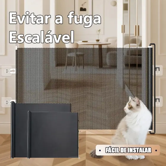 Portão Retrátil de Proteção para Gatos e Cachorros | Cerca Portátil para Porta Pet
