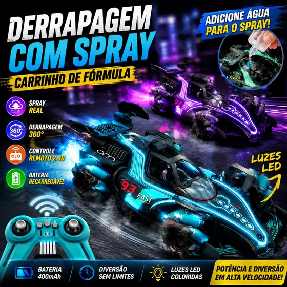 Carro de Corrida RC – Controle por Gestos, 2.4G, Spray de Efeitos e Drift 4x4 para Crianças
