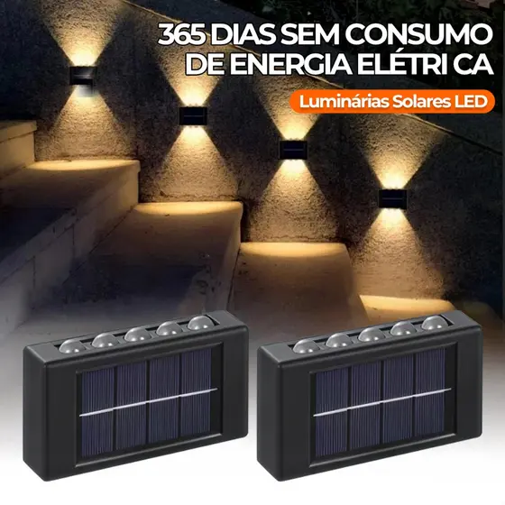 Luz Solar de Parede para Jardim, Iluminação Dupla, Luz de Decoração de Pátio