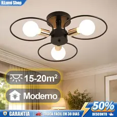 Lustre de Teto Moderno de Ferro Minimalista, Luminária LED 3 Cores em 1, Plafon Decorativo para Sala, Quarto, Cozinha