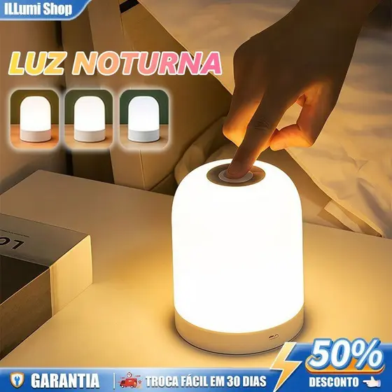 Luminária Led Recarregável Moderna 3 modo de luz para Quarto Sala Escritório