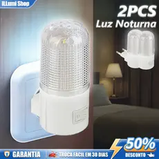 Kit 2 Luminária Led De Tomada Mini Abajur para Quarto Sala Corredor Bivolt Branco Frio