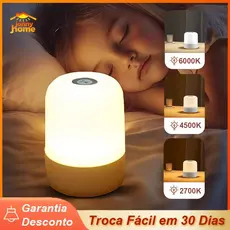Luminária Led Recarregável De Mesa Touch 3 Cores Em 1 Luz Noturna Lâmpada De Quarto Sala Decoração