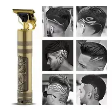 Máquina de cortar cabelo elétrica T9, conjunto de 7 peças, máquina de cortar cabelo masculina, aparador de barba