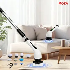 Escova de limpeza elétrica multifuncional 9 em 1, retrátil - com cabo estendido para banheiro, cozinha e quarto