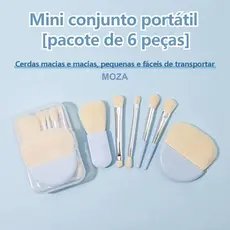 Kit Maquiagem Iniciantes | 6 Pincéis Mini Coloridos Portáteis para Viagem | Base, Pó, Contorno