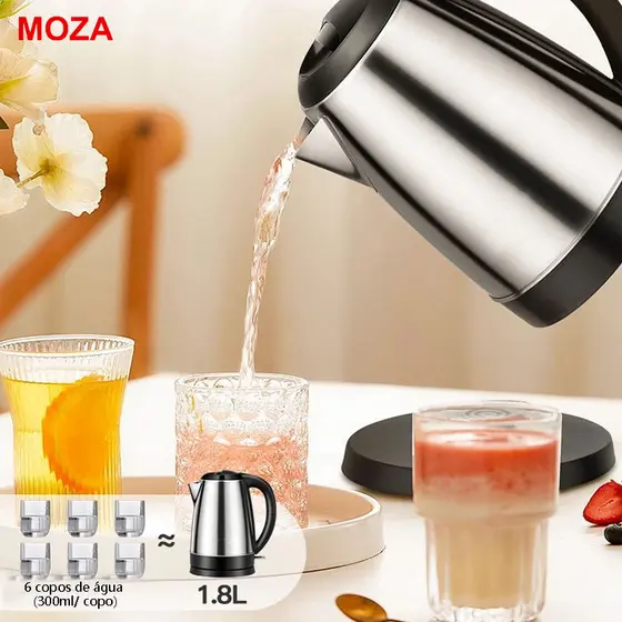 Chaleira Elétrica de Aço Inox 1,8L - 127V/220V - Fervura Rápida com Desligamento Automático