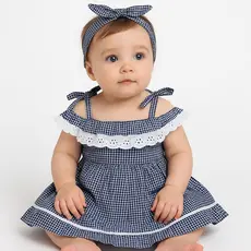 Vestido Infantil Bebê Menina Jéssica com Tiara Roupas Algodão