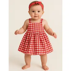Vestido Infantil Bebê Menina Xadrezinho Roupas Algodão