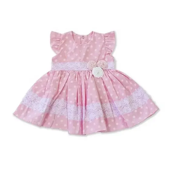 Vestido Infantil Bebê Menina Chic Rosa Roupas Algodão